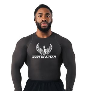 Men's Black Compression Long Sleeve T-Shirt Moisture Premium Athletic Base <b>Layer</b> Training Running Gym Fitness <b>Top</b> - Product Image 2