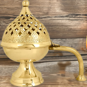 Pure Brass Loban Burner Traditional Tabletop Dhuna Incense Burner Eco-Friendly Handmade Indoor Outdoor Home Purification Candle - Product Image 5