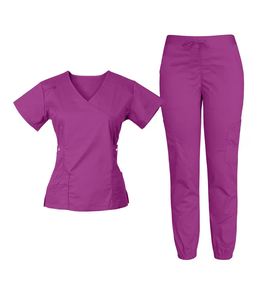 Ensemble de Blouses Médicales Personnalisées Haut de Gamme Écologiques Extensibles dans les 4 Sens, Uniforme d'Infirmière Type Jogger, Blouse Médicale à Col en V pour Hôpital - Product Image 5
