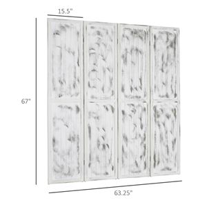 Paravento Pieghevole in Stile Rustico Bianco Anticato, Divisorio Decorativo Artigianale in MDF per Camera da Letto e Ufficio, 55 Pollici - Product Image 3