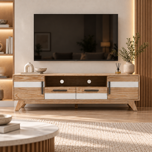 Solid Pine Wood <b>TV</b> Cabinet SOHO Collection Modern Living Room Media Console Storage Furniture With Spacious Drawers - Product Image 3