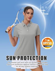 Polo à manches courtes pour femme, couleur unie, style décontracté, gris, 100% polyester, tissu Oxford, longueur normale - Product Image 6