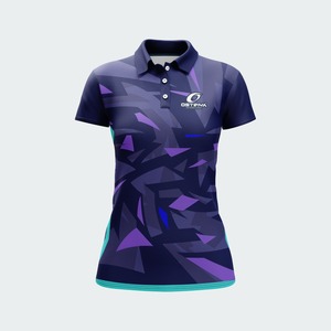 Polo de Mujer de Manga Corta con Bloques de Color, Secado Rápido, Poliéster, Ropa Deportiva Casual con Logotipo Frontal - Product Image 1