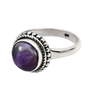 Elegant And Luxurious Silver <b>Ring</b> With Round Cut Amethyst Gemstone Premium Quality <b>Boho</b> Jewelry A Valuable Accessory For Girls - Product Image 1
