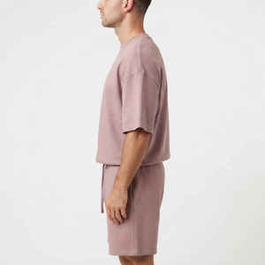 Conjunto de Sudadera y Pantalones Cortos para Hombre con Logotipo Personalizado, Camiseta y Pantalones Cortos con Cremallera, Conjuntos de Camisetas Holgadas Informales de Algodón y Poliéster - Product Image 5