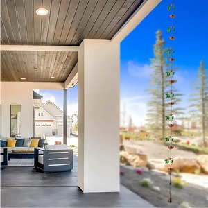 Chaîne de pluie décorative motif feuille et oiseau, idéale pour balcon et terrasse, élément décoratif de circulation d'eau, fabriquée à la main en Inde - Product Image 2