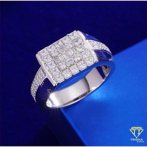 Premium 925 Sterling <b>Silver</b> Moissanite Diamond Square Statement <b>Ring</b> for <b>Men</b> Luxury Fashion Jewelry Wholesale Supplier Retailer - Product Image 2