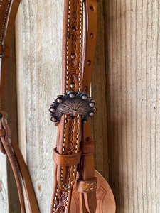 Horse Western English Leather Bitless Side <b>pull</b> Bridle with Reins with Brass/SS/Allow hardware at Wholesale Price - Product Image 5