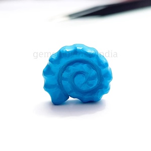 Blue Turquoise <b>Shell</b> Shape Carved Gemstone Cabochon 22mm Natural Stone Carving Loose Turquoise Gemstone Jewelry Making Wholesale - Product Image 3