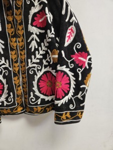 Traditional <b>Black</b> Soft <b>Velvet</b> <b>Jacket</b> <b>Women</b> s Ethnic Coat Festival Coat With Pocket Inside Lining One Size Hand Embroidered Coat - Product Image 5