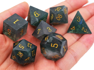 High quality stone dice Moss agate natural <b>crystal</b> reiki healing gemstones Engraved stone custom dice <b>set</b> Vikings <b>crystal</b> - Product Image 6
