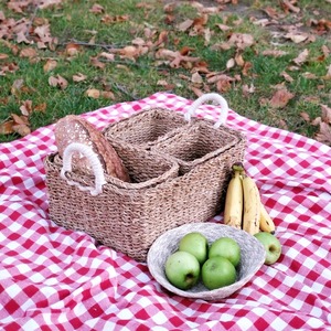 Set of 4 nesting seagrass <b>baskets</b> fits neatly together Handmade <b>Storage</b> <b>Basket</b> Wholesale eco-friendly Made in Vietnam - Product Image 3