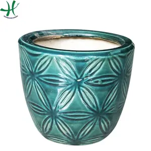 Vietnam handgemachte runde Keramik Blume Pflanz gefäße, in 3er-Set, Großhandel Keramik produkte