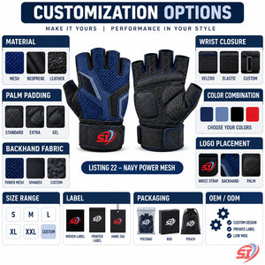 <b>Men</b>’s Breathable Weightlifting Gloves Custom Grip Palm Workout Gloves Supplier - Product Image 4