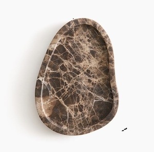 Luxury Cloud Shape <b>Grey</b> Marble Tray Premium Handmade Stone Decorative Platter Unique Designer Tray for <b>Coffee</b> <b>Table</b> Home Styling - Product Image 6