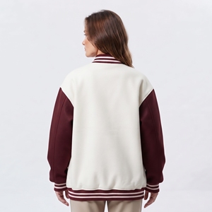 <b>Women</b>’s Varsity Style <b>Jacket</b> OEM Manufacturer Full Sleeve Button Up Relaxed Fit Contrast Color Custom Embroidered Logo Outerwear - Product Image 2