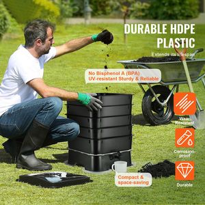 Composter per vermi a 5 vassoi dal design sostenibile, kit da 50 L per interni ed esterni, contenitore per compostaggio di rifiuti alimentari, fattoria di vermi a 5 vassoi - Product Image 2