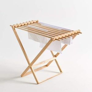 Modern design Wooden <b>clothes</b> drying rack folding laundry airer indoor portable drying stand customization available - Product Image 1