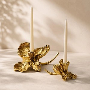 เชิงเทียนทองเหลืองลายกล้วยไม้ ทนทาน ตกแต่งบ้านสำหรับงานแต่งงาน - Product Image 4