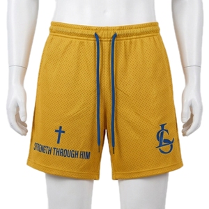Shorts de sport décontractés unisexe en toile mi-longue style hip-hop américain tendance, à séchage rapide, en maille, avec cordon de serrage, pour la course, le basketball et l'entraînement estival - Product Image 5