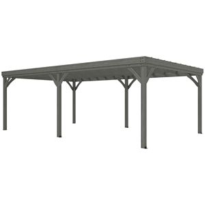 Pergola Gazebo 4x4 in Legno Grigio con Motivo a Vite d'Uva per Giardino e Patio, 3,6x6 Metri, da Esterno con Ancoraggi in Cemento - Product Image 1