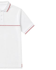 เสื้อโปโลชายสีขาวและสีแดงแบบกำหนดเอง แขนสั้น สวมใส่สบาย เหมาะสำหรับกอล์ฟ ระบายอากาศได้ดี เสื้อกีฬาโพลีเอสเตอร์คุณภาพพรีเมียมสำหรับฤดูร้อน - Product Image 5