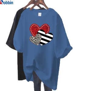 Camiseta de Mujer a Precio Económico con Logotipo Personalizado al por Mayor, Camisetas de Mujer Extra Grandes con Estampado de Amor de Verano, Cuello Redondo Holgado, Top de Mujer - Product Image 6