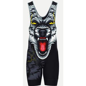 Traje de Lucha Libre con Diseño de Lobo Estampado por Transferencia Térmica, Tejido Transpirable de Spandex y Poliéster, Logotipo Frontal, Ropa Deportiva para Adultos - Product Image 5