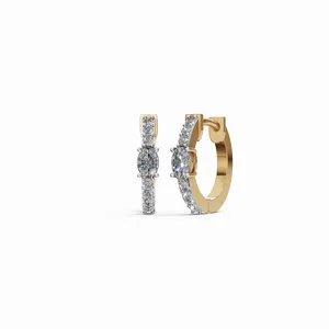 Round & Oval Elegance Pave Diamond Hoops <b>Earrings</b> in 18K Yellow Gold Diamond <b>Earrings</b> <b>Fine</b> Diamond Jewelry for Wholesale Export - Product Image 1