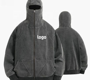 Sudadera con capucha y cremallera completa para hombre, personalizada, con lavado ácido, estilo vintage, con máscara de ojo, de peso pesado, estilo urbano 2026 - Product Image 1