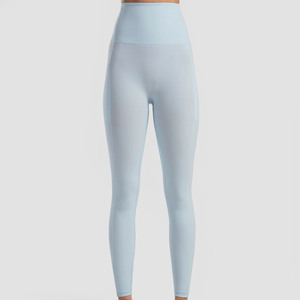 Leggings de fitness d'été pour femme en coton bambou sans couture, taille mi-haute, avec effet froncé et poche, qualité professionnelle supérieure - Product Image 3