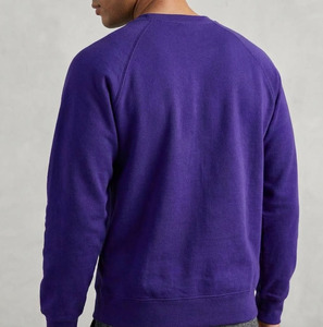 Sweat-shirt pour homme à col rond violet, 100% coton, manches raglan, coupe classique, pull décontracté, tricot uni, vêtement d'automne - Product Image 3