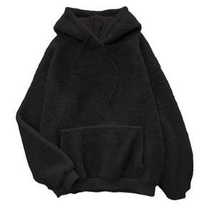 Sudadera con capucha de forro polar Sherpa blanco roto personalizada, de peso pesado, estilo Teddy Bear, holgada, con hombros caídos, estilo urbano para hombre - Product Image 4