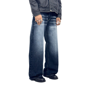Pantalones Vaqueros Anchos de Pierna Recta al por Mayor, Estilo Urbano, de Moda, Oversize, Personalizados para Hombre - Product Image 5