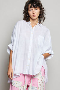 POL <b>Button</b> Down <b>Half</b> Dolman Sleeve <b>Shirt</b> - Product Image 6