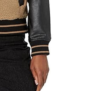 Chaqueta Varsity Rosa y Negra para Mujer, Estilo Casual, Bloques de Color, Cierre de Cremallera, Cuello Camisero, Material de Forro Polar, Ropa de Otoño - Product Image 2