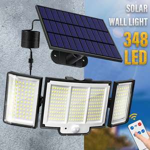 Lámpara Solar de Pared con 348 LED, Sensor de Movimiento, Control Remoto, Sistema de Hogar Inteligente, IP65 Impermeable para Exteriores - Product Image 1