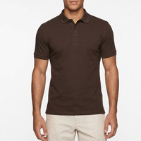 Camisa de Golf Casual para Hombre, Color Marrón Sólido, 100% Algodón, Transpirable, Manga Corta, Logotipo Personalizado Disponible al por Mayor