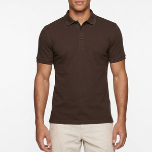 Wholesale <b>Men's</b> Solid Color <b>Brown</b> <b>Polo</b> <b>Shirt</b> Short Sleeve Cotton Breathable Casual Golf <b>Polo</b> <b>Shirt</b> Custom Logo Available - Product Image 1