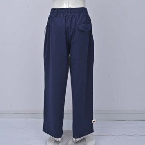 Pantalones Deportivos Azul Marino para Hombre, de Felpa, Pierna Ancha, Cintura Elástica con Cordón, Franja Lateral, Casuales, de Secado Rápido, Transpirables, Peso Medio - Product Image 2