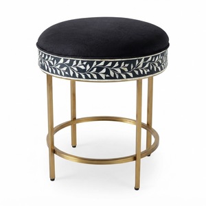 Tabouret en os incrusté, table d'appoint rayée noir et blanc, tabouret d'appoint cubique à motif géométrique pour décoration de salon de luxe, vente en gros - Product Image 6