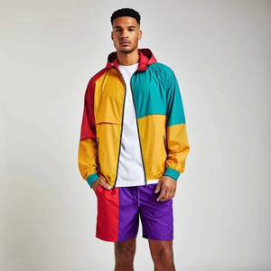 OEM Custom logo Reflective Jogging Nylon Tracksuit Mens Windbreaker Tracksuit Nylon Sets White Pipping Stripes for Men - Product Image 4