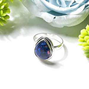 Bague en opale sterling, bague en pierre précieuse plaquée oxydée, bague à bande blanche, bijoux en argent sterling 925, cadeau d'anniversaire, bague pour elle - Product Image 3