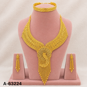 MOLL JEWELLERS ชุดสร้อยคอและต่างหูโลหะผสมสังกะสีชุบเงินคลาสสิกสำหรับผู้หญิงเครื่องประดับเจ้าสาว A-63223 - Product Image 4