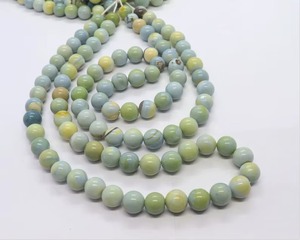 Perles rondes en opale verte naturelle 8MM 9MM, perles lisses en pierre précieuse, opale verte en vrac, prix de gros pour la fabrication de bijoux - Product Image 1