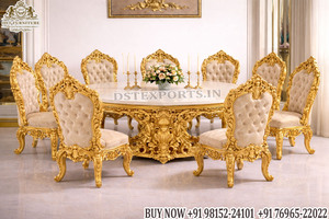 Juego de Comedor Premium Royal Heritage con Sillas Tapizadas, Elegante Juego de Comedor Estilo California King, Lujoso Juego de Comedor con Grabados, Hecho en EE. UU. - Product Image 2