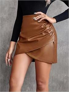 Nueva Minifalda de Moda Personalizada para Mujer con Nuevo Diseño de Cuero PU Bordado - Product Image 4