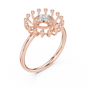 Anillo de Diamantes Cultivados en Laboratorio con Diseño Floral Único, Oro Rosa de 18 Quilates con Baño de Rodio, Corte Brillante, para Compromiso, Boda, Fiesta, Regalo de San Valentín - Product Image 1