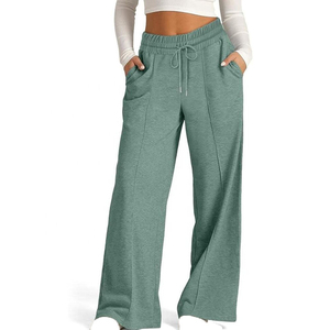 Pantalones Anchos de Lona para Mujer, Cintura Alta, Casuales, de Invierno, Ajustables, Impermeables, Ecológicos, Vintage, 100% Algodón, MOQ Bajo - Product Image 1