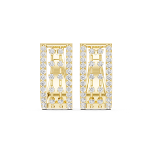 Boucles d'oreilles créoles Bali en argent sterling 925 plaqué or 18 carats avec zircon pavé radiant, bijoux de luxe tendance pour femmes - Product Image 2